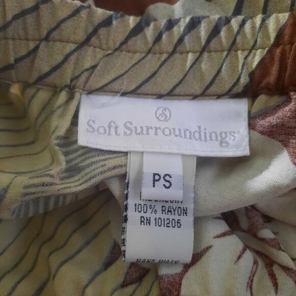 Soft Surroundings Womens Tropical Floral Leaf Pattern Pull-On Maxi Skirt Size SP - Picture 5 of 8